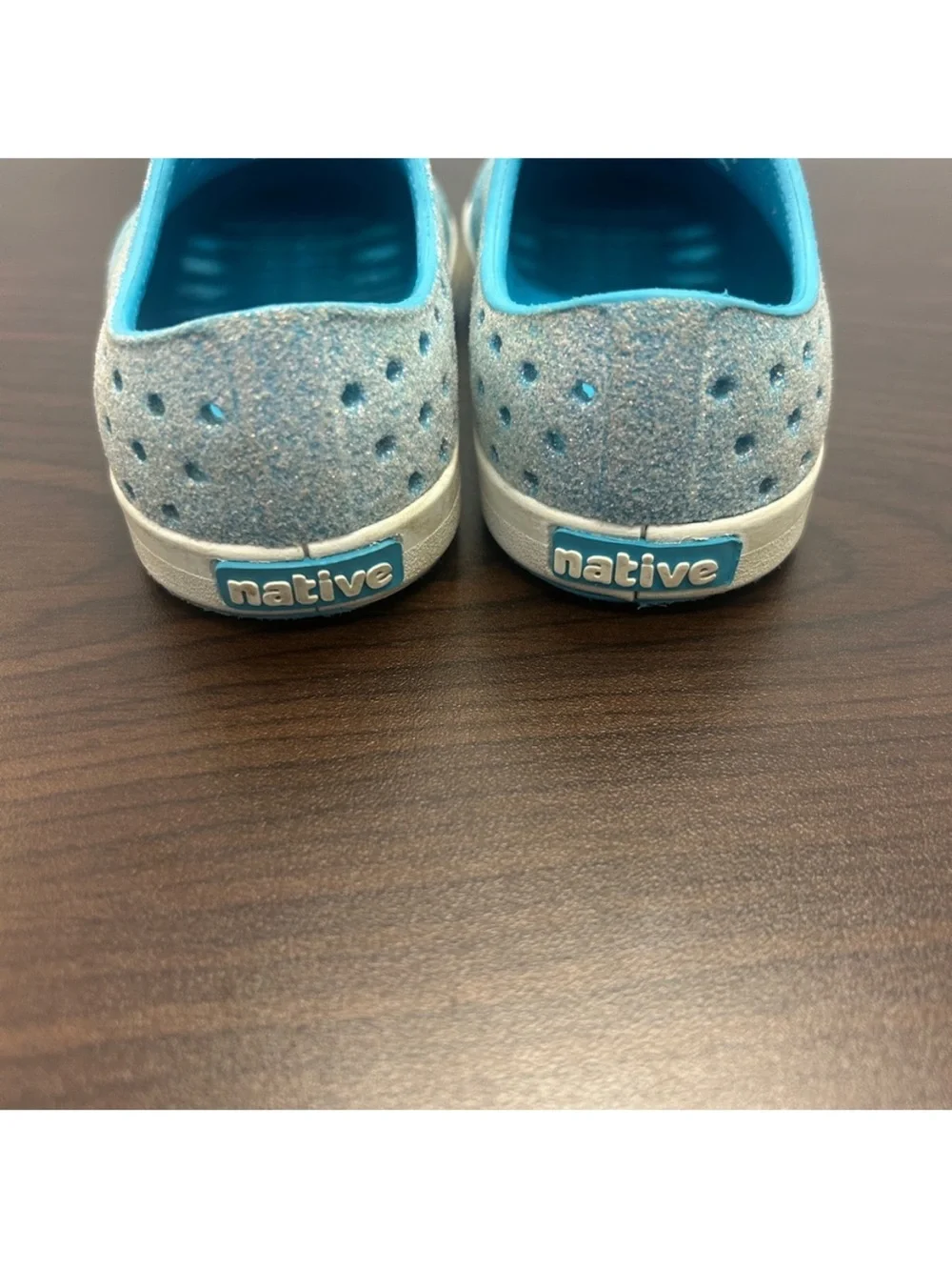 Native Bling Blue Glitter Kids Shoes Slip-On Size C6 Toddler Little Kid